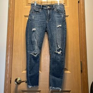 Express Stretch Cropped Legging Mid Rise Ripped Jeans